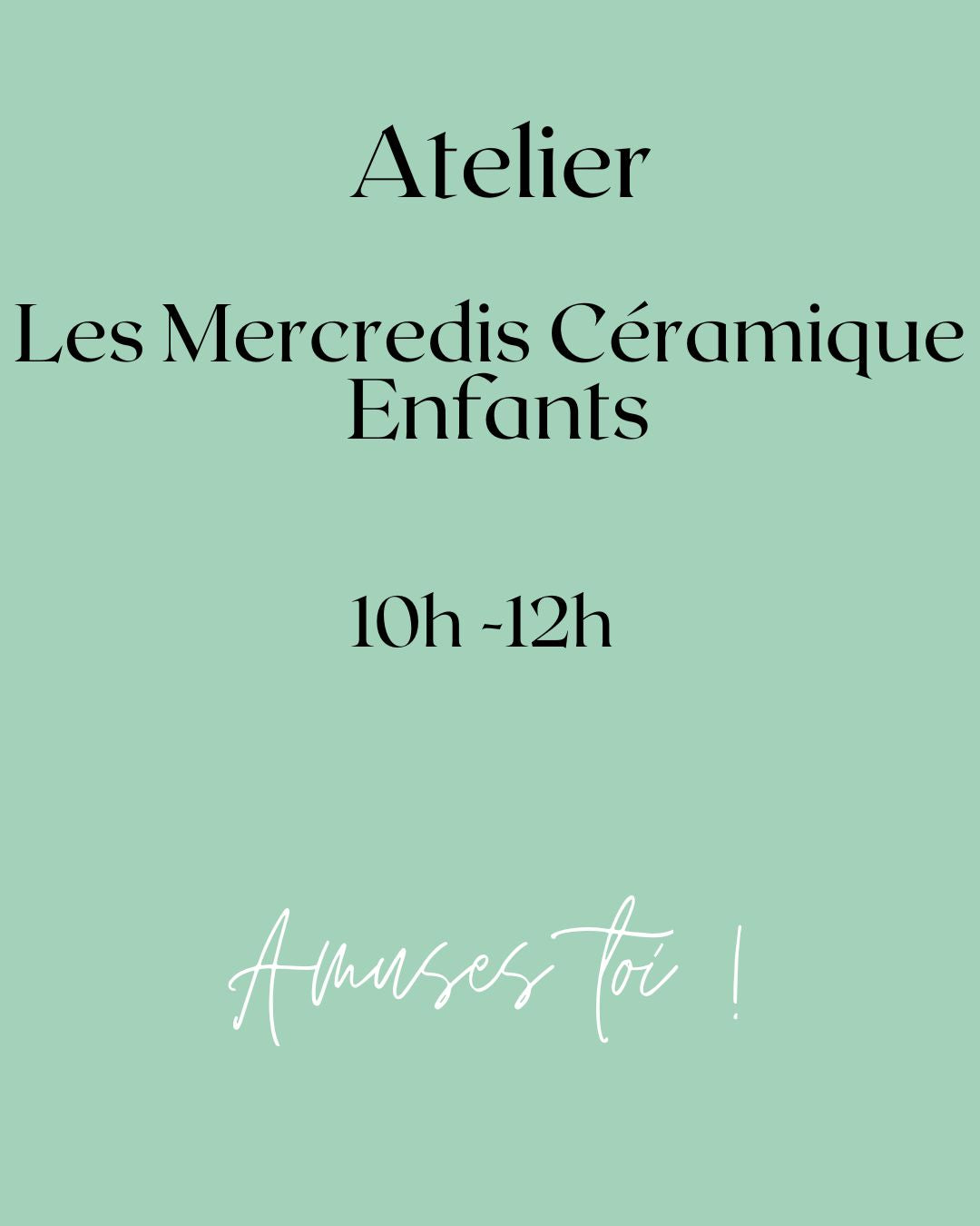 Les Mercredis Céramique Enfants de 10h à 12h